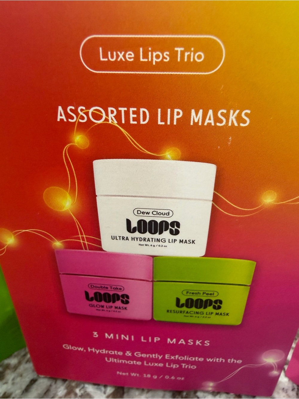 Loops Luxe Lips Trio Assorted Lip Masks - White, Pink, Green